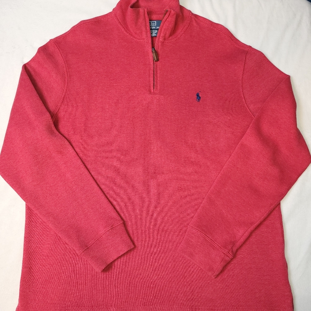 Polo by‎ Ralph Lauren Men's Classic Quarter-Zip Sweater Size XL Soft Red - Picture 7 of 7